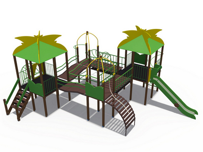 Детский игровой комплекс Джунгли Маугли с металлическим скатом ДИО 02101